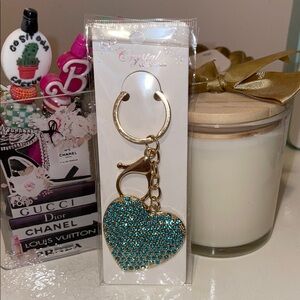 NEW!! Crystal Gold and Blue Heart🩵🩵🩵Purse Charm/Keychain